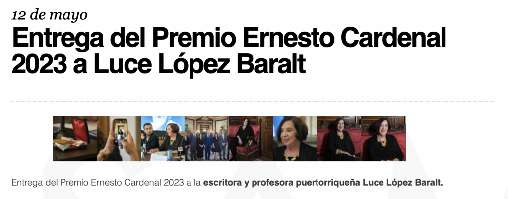 Casa de América — Entrega del Premio Ernesto Cardenal 2023 a Luce López-Baralt